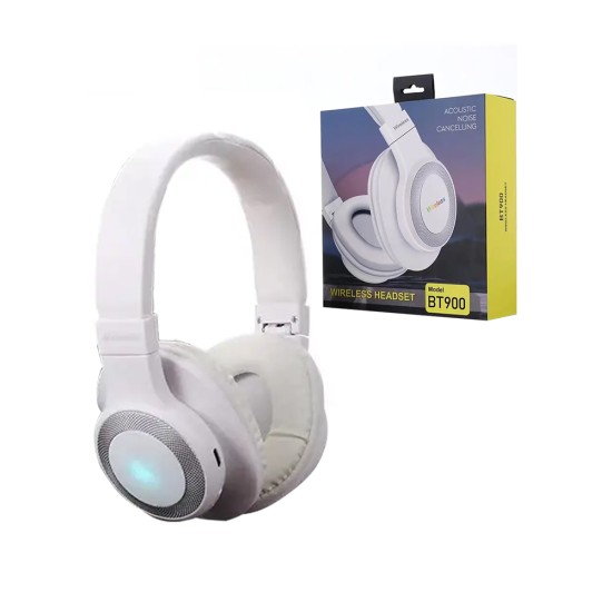 Auscultadores Sem Fio BT-900 Cancelamento de Ruído Acoustic Branco Auscultadores Sem Fio BT-900 Cancelamento de Ruído Acoustic Branco
